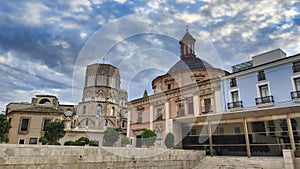 Decimo Junio Ã¢â¬â¹Ã¢â¬â¹Bruto square in Valencia with the dome of the Royal Basilica of Our Lady of the Forsaken photo